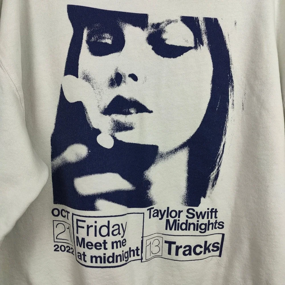Taylor Swift Midnights Album Graphic Hoodie White Oversized Concert Merch Size L - Picture 8 of 10